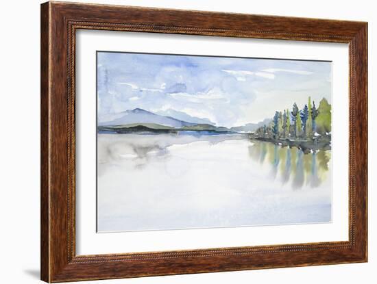 Lakefront Watercolor-Lora Gold-Framed Premium Giclee Print