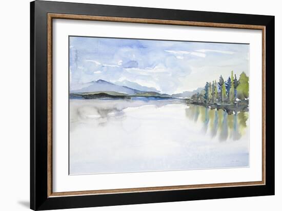 Lakefront Watercolor-Lora Gold-Framed Premium Giclee Print