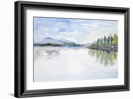 Lakefront Watercolor-Lora Gold-Framed Premium Giclee Print