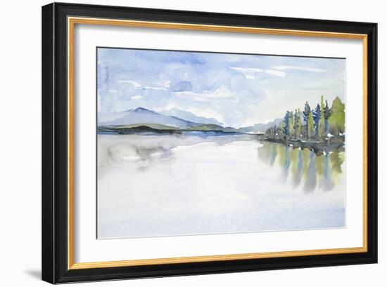 Lakefront Watercolor-Lora Gold-Framed Premium Giclee Print