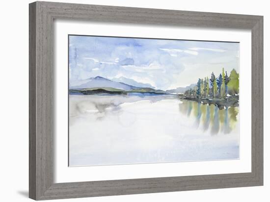 Lakefront Watercolor-Lora Gold-Framed Art Print