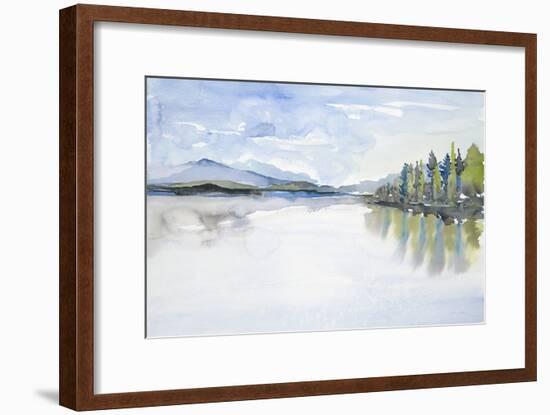 Lakefront Watercolor-Lora Gold-Framed Art Print