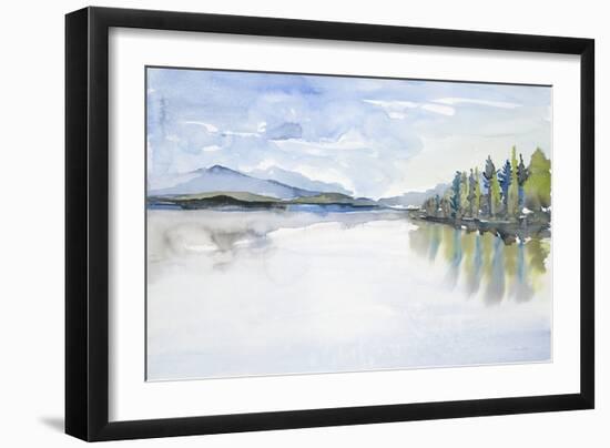 Lakefront Watercolor-Lora Gold-Framed Art Print