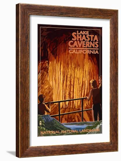 Lakehead, California - Cavern and Lake Scene - National Natural Landmark-Lantern Press-Framed Art Print