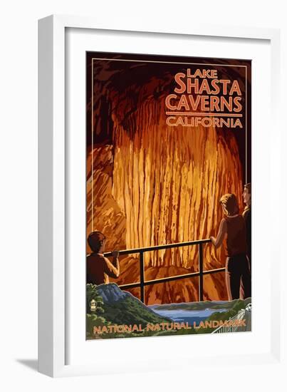 Lakehead, California - Cavern and Lake Scene - National Natural Landmark-Lantern Press-Framed Art Print