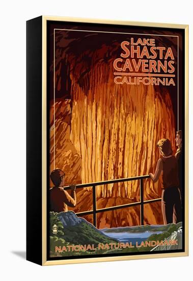 Lakehead, California - Cavern and Lake Scene - National Natural Landmark-Lantern Press-Framed Stretched Canvas