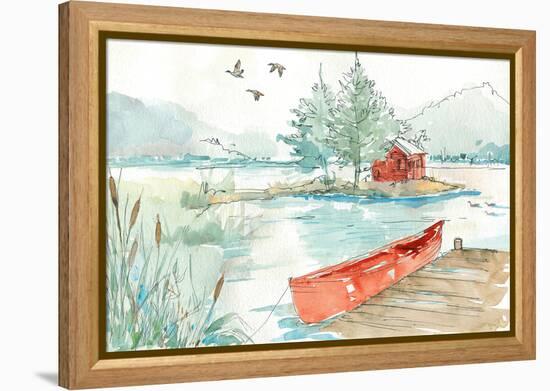 Lakehouse II Red-Anne Tavoletti-Framed Stretched Canvas