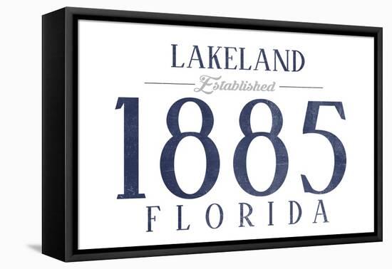 Lakeland, Florida - Established Date (Blue)-Lantern Press-Framed Stretched Canvas