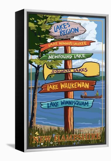 Lakes Region, New Hampshire - Destination Sign-Lantern Press-Framed Stretched Canvas