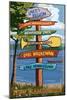 Lakes Region, New Hampshire - Destination Sign-Lantern Press-Mounted Art Print