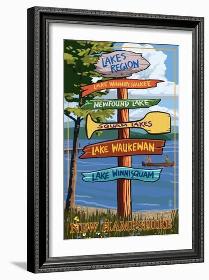 Lakes Region, New Hampshire - Destination Sign-Lantern Press-Framed Art Print