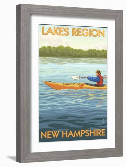 Lakes Region, New Hampshire - Kayak Scene-Lantern Press-Framed Art Print