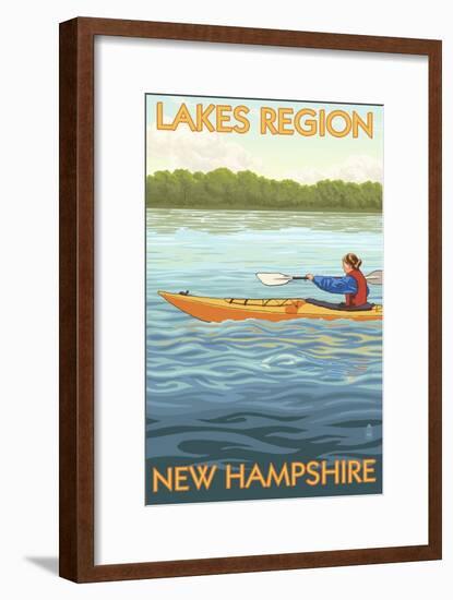 Lakes Region, New Hampshire - Kayak Scene-Lantern Press-Framed Art Print