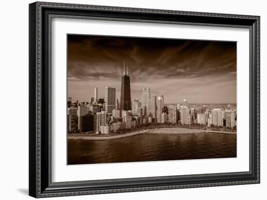 Lakeshore Chicago BW-Steve Gadomski-Framed Photographic Print