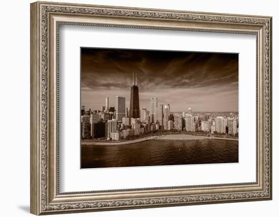 Lakeshore Chicago BW-Steve Gadomski-Framed Photographic Print