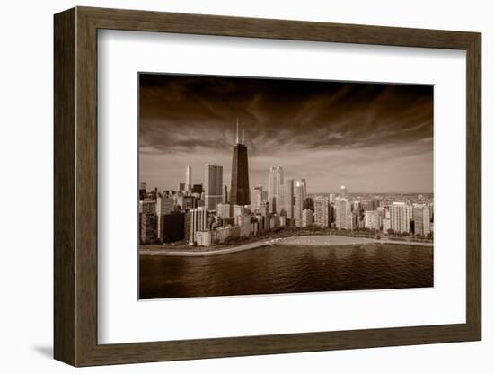 Lakeshore Chicago BW-Steve Gadomski-Framed Photographic Print