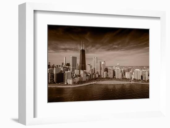 Lakeshore Chicago BW-Steve Gadomski-Framed Photographic Print