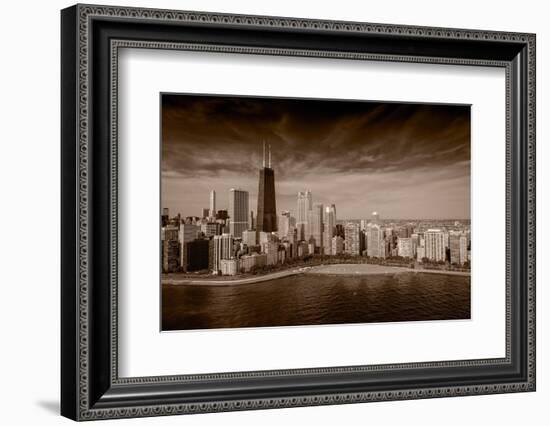 Lakeshore Chicago BW-Steve Gadomski-Framed Photographic Print