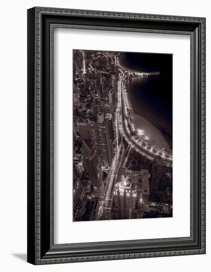 Lakeshore Drive Aloft BW Warm Toned-Steve Gadomski-Framed Photographic Print