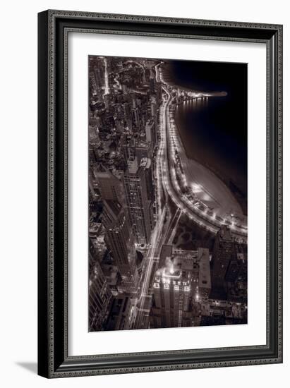 Lakeshore Drive Aloft BW Warm Toned-Steve Gadomski-Framed Photographic Print