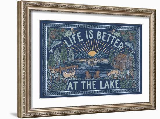 Lakeside Days I Blue-Laura Marshall-Framed Art Print