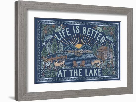 Lakeside Days I Blue-Laura Marshall-Framed Art Print