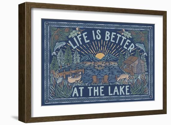 Lakeside Days I Blue-Laura Marshall-Framed Art Print