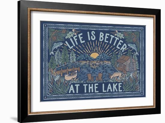 Lakeside Days I Blue-Laura Marshall-Framed Art Print