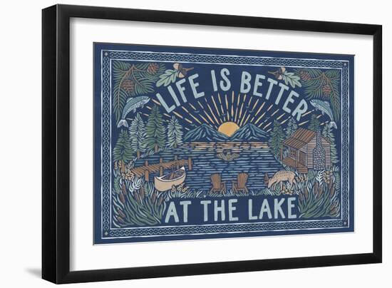 Lakeside Days I Blue-Laura Marshall-Framed Art Print