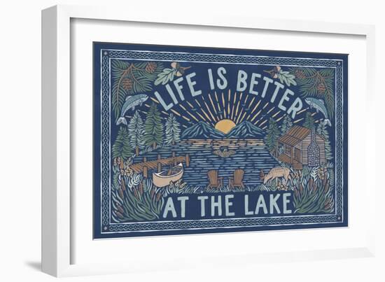 Lakeside Days I Blue-Laura Marshall-Framed Art Print