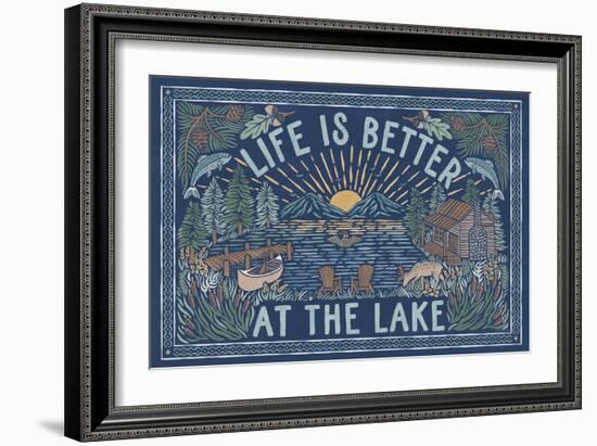 Lakeside Days I Blue-Laura Marshall-Framed Art Print