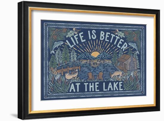 Lakeside Days I Blue-Laura Marshall-Framed Art Print