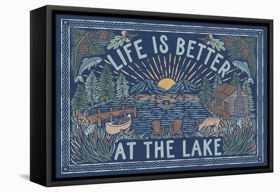 Lakeside Days I Blue-Laura Marshall-Framed Stretched Canvas