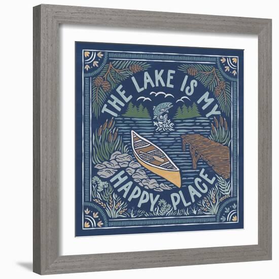 Lakeside Days III Blue-Laura Marshall-Framed Art Print