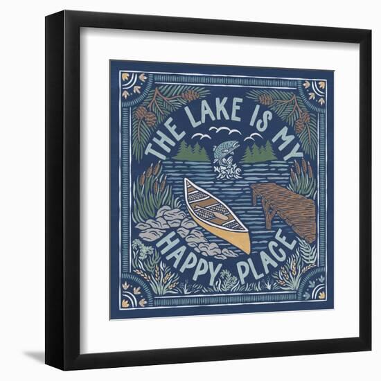 Lakeside Days III Blue-Laura Marshall-Framed Art Print