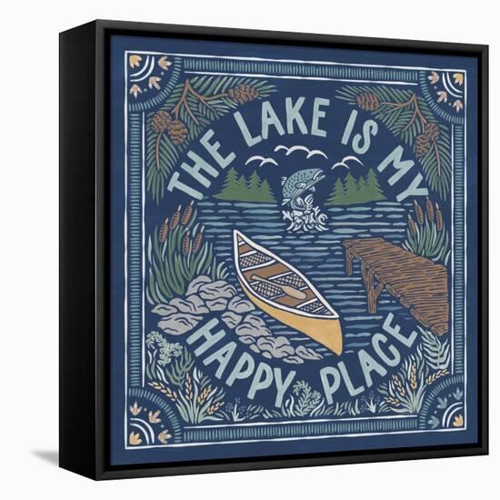 Lakeside Days III Blue-Laura Marshall-Framed Stretched Canvas