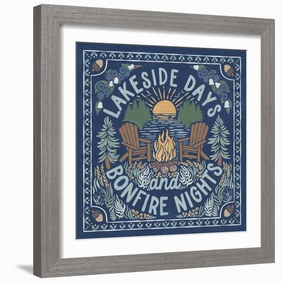 Lakeside Days IV Blue-Laura Marshall-Framed Art Print