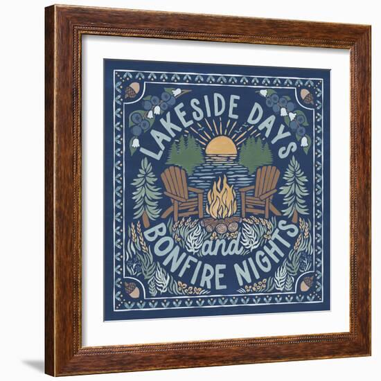 Lakeside Days IV Blue-Laura Marshall-Framed Art Print