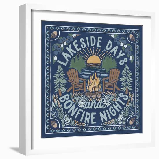 Lakeside Days IV Blue-Laura Marshall-Framed Art Print