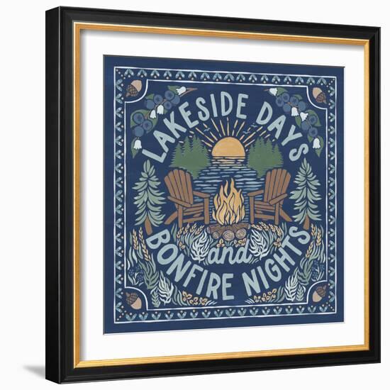 Lakeside Days IV Blue-Laura Marshall-Framed Art Print