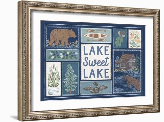 Lakeside Days VI Blue-Laura Marshall-Framed Art Print