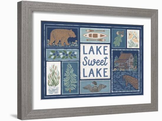 Lakeside Days VI Blue-Laura Marshall-Framed Art Print