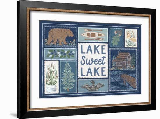 Lakeside Days VI Blue-Laura Marshall-Framed Art Print