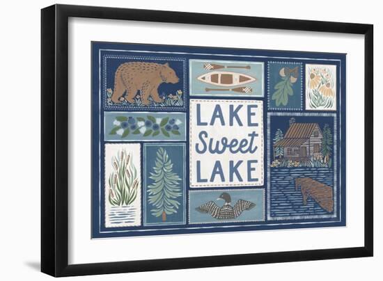 Lakeside Days VI Blue-Laura Marshall-Framed Art Print