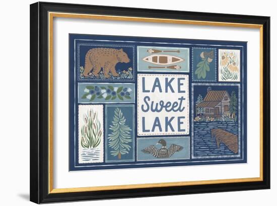 Lakeside Days VI Blue-Laura Marshall-Framed Art Print