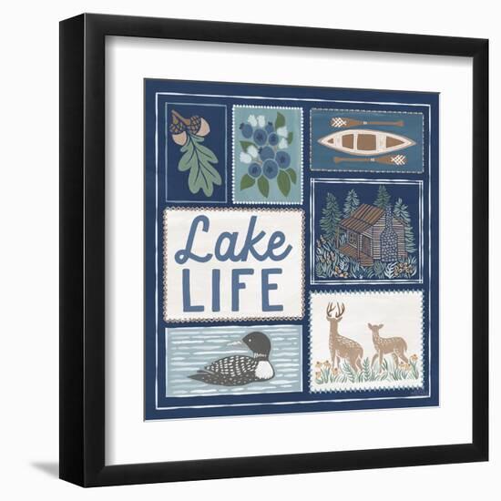 Lakeside Days VII Blue-Laura Marshall-Framed Art Print