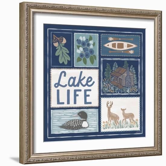 Lakeside Days VII Blue-Laura Marshall-Framed Art Print