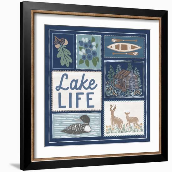Lakeside Days VII Blue-Laura Marshall-Framed Art Print