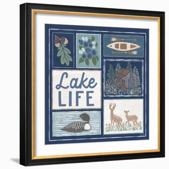 Lakeside Days VII Blue-Laura Marshall-Framed Art Print