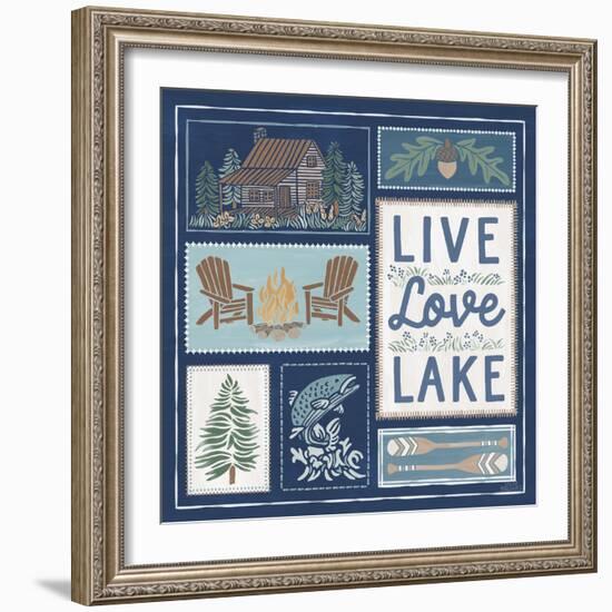 Lakeside Days VIII Blue-Laura Marshall-Framed Art Print